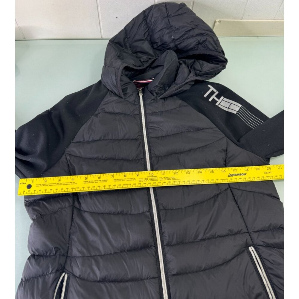 Tommy Hilfiger Performance Hoodie Puffer Jacket L Goose Down Packable Thumb Hole - Picture 7 of 8